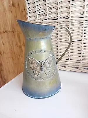 Nice Item...metal Vase..jug Shaped..butterfly Design...country...flower Jug..jug • £5.95