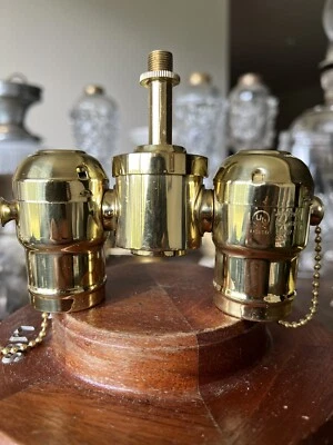 $35 • Buy Vintage Nos Double Socket Cluster Brass Finish 