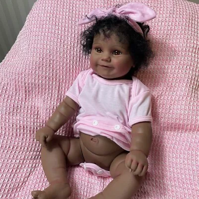 £67.19 • Buy 19  Maddie African American Reborn Doll Dark Skin Girl Full Vinyl Newborn Bath