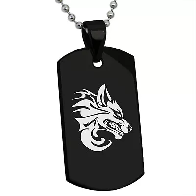 Stainless Steel Tribal Wolf Animal Design Mens Dog Tag Necklace Or Keychain • $20