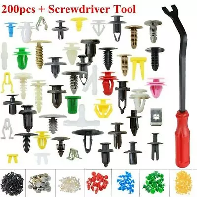 200pcs Car Rivets Fastener Fender Bumper Push Pin Clips Trim Assortment & Tools • $9.99