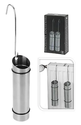 £7.99 • Buy Set Of 2 Stainless Steel Radiator Hanging Humidifiers Dry Air Humidity Control 