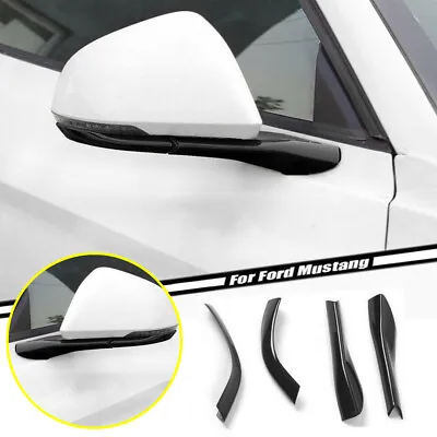 For 2015-2022 Ford Mustang Bright Black Side Rearview Mirror Strip Cover Trim 4P • $28.66