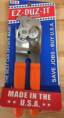 EZ DUZ IT Made In The USA Manual CAN OPENER W/ ORANGE Grips AMERICAN Made • $16.50