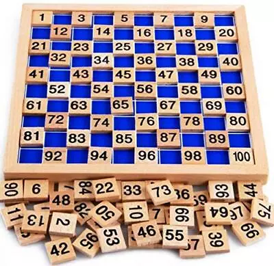 Wooden Hundred Board Montessori Math Counting Toys 1 - 100 Numbers Kindergart • $15.37