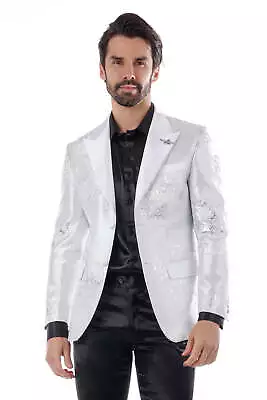 Barabas Men's Shiny Floral Pattern Long Sleeve Blazer 4BL25 • $259.60