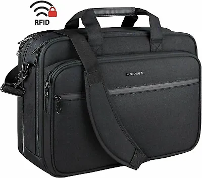 $54.99 • Buy Laptop Bag 18  Expandable Fits Up To 17.3  Briefcase Large Travel Water-Repellen