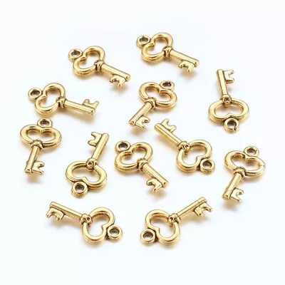 Key Charms Antiqued Gold Miniature Keys Skeleton Keys 10pcs • $3.99
