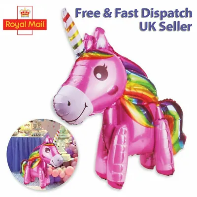 3D Unicorn Standing Full Body Foil Birthday Party Girl Decoration Balloon 72cm • £2.32