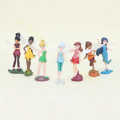 7 Pcs Disney Tinker Bell Fairies Princess 10cm Action Figure Doll Cake Topper • $21.99