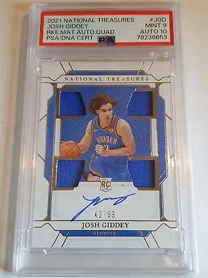 2021 National Treasures Josh Giddey Rookie #PATCH AUTO /99 Quad Jerseys - PSA 9 • $874.77