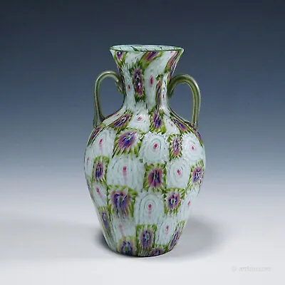 Antique Murrine Vase With Handles Fratelli Toso Murano Ca. 1920s • $975