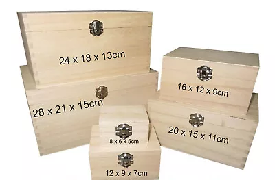 Plain Wooden Box - Hinged Lid Storage & Christmas Eve Boxes - 6 Sizes Available • £8.99