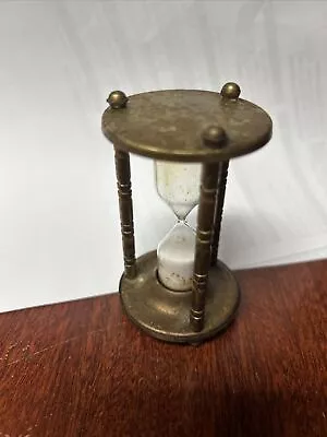 Antique Vintage Brass 2  Sand Time 1 Minute Nautical Hourglass Desk Shelf Deco • $14.99