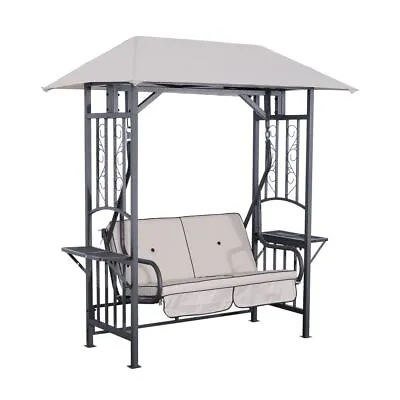 Outsunny Outdoor Garden 2 Seater Canopy Swing Seat Porch Loveseat Hammock Chair • £349.41
