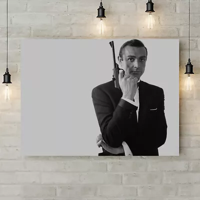 James Bond 007 Sean Connery Gun - Canvas Wall Art Rolled Print - Various Sizes • £12.79