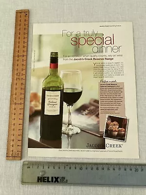 Magazine Print AD ~ 1 Page Jacob’s Creek Reserve Range Wine Art Decor Aust. 2008 • $38.95