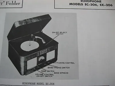 Hallicrafters Echophone Ec-306 & Ex-306 Phonograph Record Player Radio Photofact • $6.50