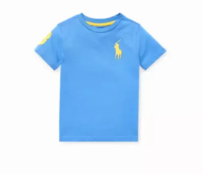 Ralph Lauren Polo Baby T Shirt Top Crew S/S Age 2-14 Big Pony Light Blue Genuine • £8.95