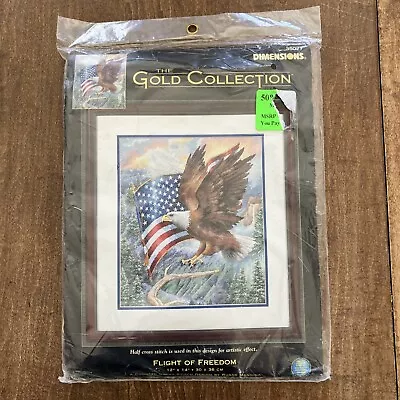 Dimensions Gold Collection Flight Of Freedom Eagle Flag Cross Stitch 35077 • $48