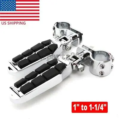 $74.89 • Buy 2x Chrome Highway Foot Pegs 1  To 1-1/4  Bar For Yamaha V Star 650 950 1100 1300