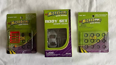 Microsizers R/C Car Body Set TOYOTA CELICA TIRE SET & TUNEUP SET NITP SET OF 3 • $21.99