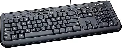 Microsoft Spill-Resistant Wired Quiet Touch Slim USB Keyboard 600 Blk ANB-00005 • $26.99