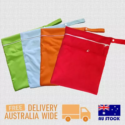 Large Wet Bags Waterproof 2 Pockets Zipper Baby Cloth Nappies Inserts Swimmers  • $7.99