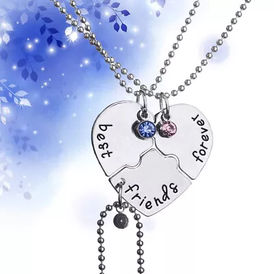  Heart Shape Necklace Best Friends For 3 Bff Necklaces Miss Heart-shaped Love • $9.98