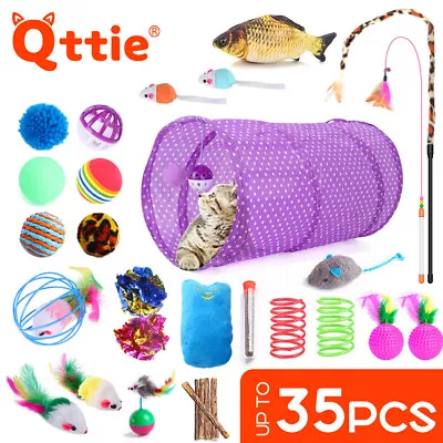 Up To 35 Items Lovely Pet Toy Bulk Buy Cat Kitten Toys Rod Fur Mice Bells Balls • $6.50