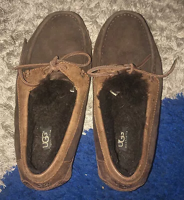 Ugg Australia Byron Cappuccino Dark Brown Suede Slippers 5102  Women's Size 7 • $25