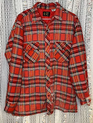 Vintage Red Plaid Flannel Shirt Pine Hill Jacket Lining Distressed Men's Size L • $14.99