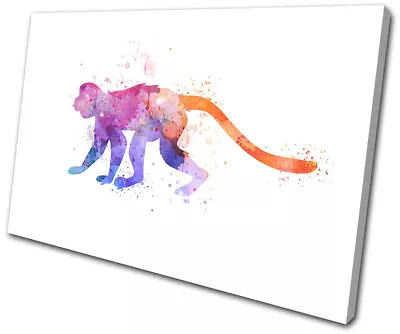 Watercolour Monkey Abstract Animals SINGLE CANVAS WALL ART Picture Print • $64.99