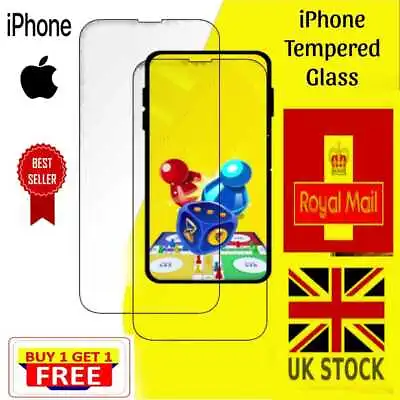 Tempered Glass Screen Protector For IPhone 15 14 13 12 11 Pro Max Mini X XR 6 7 • £1.99