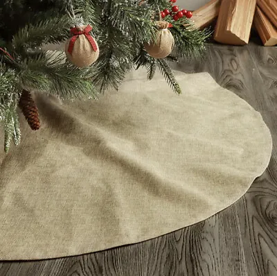 Burlap Christmas Tree Skirt  48 Inches Large Double-Layer Plain • $13.99