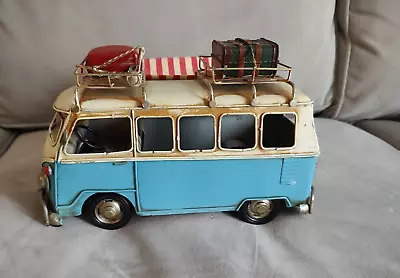 Model VW Camper Bus Van Blue With Luggage Home Decor 12x5x8 Hip Retro STYLE • $29.99