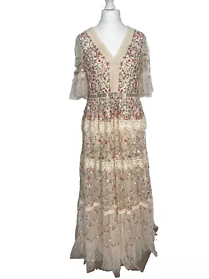 New Needle & Thread Midsummer EMBROIDERED Gown Dress UK18 US14 Boho Maxi Size 18 • £300