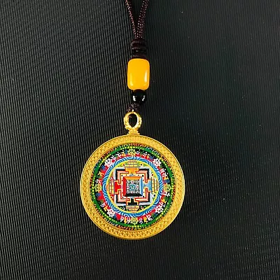 Handmade Monk Blessed Buddhist Kalachakra Mandala Thangka Pendant And Amulet • $185.13