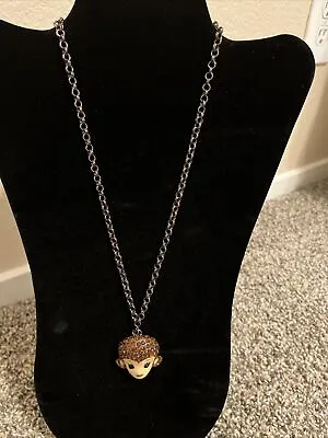 Betsey Johnson Crystal Brown Monkey Pendant Chain Necklace • $12