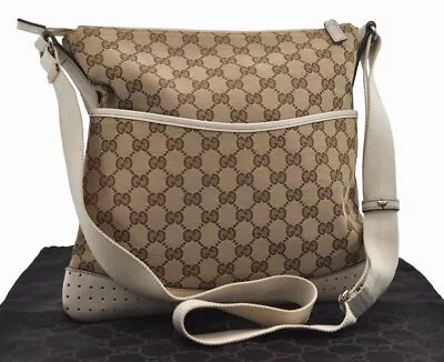 Authentic GUCCI Shoulder Cross Body Bag GG Canvas Leather 145857 Brown 9286I • $48