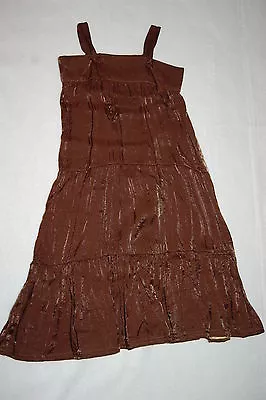 Girls MATILDA JANE Tiered Jumper Dress SHIMMERY BROWN Knotted Straps SIZE 8 • $19.99