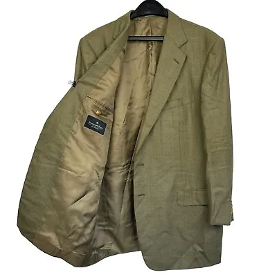 Ermenegildo Zegna 44R Su Misura Wool Green Orange Check Blazer Sport Coat Jacket • $79
