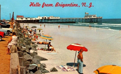 $7.99 • Buy Brigantine,NJ Fishing Pier, Beach Atlantic County New Jersey Vintage Postcard