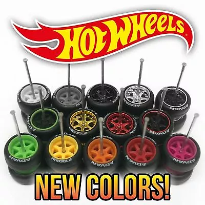 1/64 6 SPOKE DEEP DISH TE37 Real Rider Wheels Rims Rubber Tire Set For Hot Wheel • $3.99