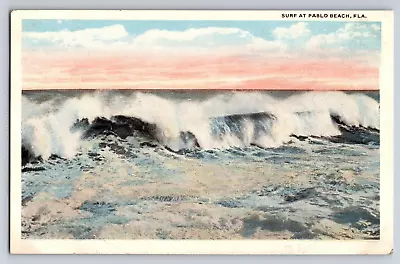 Postcard Surf At Pablo Beach Florida Unposted White Border Divided Back • $5