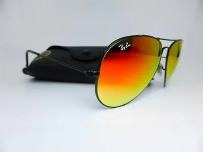 Ray Ban Sunglasses Aviator Large Metal Black -Mirror Gradient Red RB3025 002/4W • $189