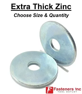 OD Extra Thick Zinc Plated Fender Washers .125 Thick (Choose Size & Qty) • $129.99