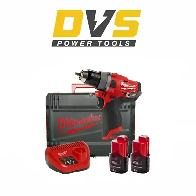 Milwaukee M12 FDD-202X 12V Fuel Battery Compact Drill 2x2.0Ah Charger And Case • £240.95