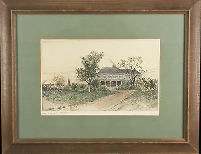  Home Of Henry W. Longfellow  By G. Mercier Signed Aquatint Etching Framed • $262.50