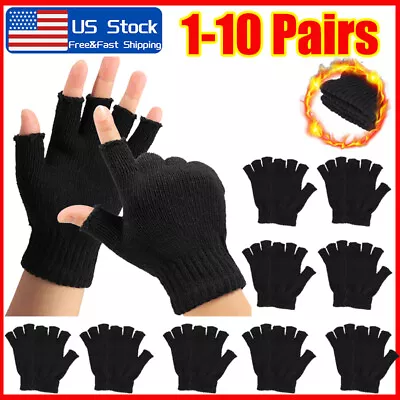 1-10X Half Finger Gloves Winter Warm Knitted Fingerless Gloves For Men Women US • $19.55